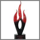 black red flame clear art glass award made by hand