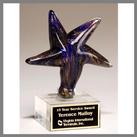 star blue gold glitter sparkle clear art glass award made by hand