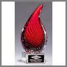 tear drop red black clear swirl art glass award made by hand