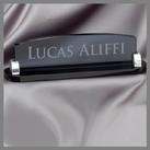 smoked glass desk nameplate executive