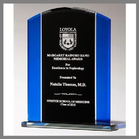 clear blue black glass award
